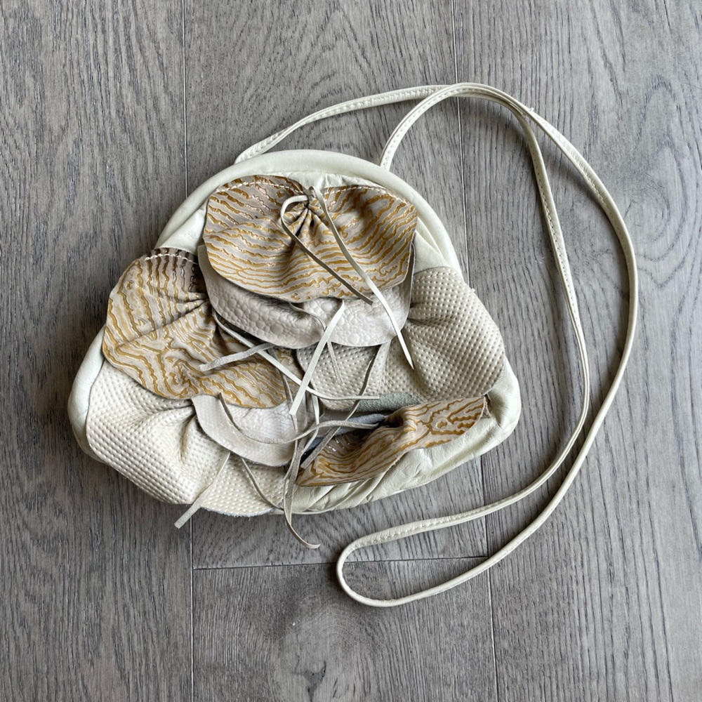 Leather orchid handbag